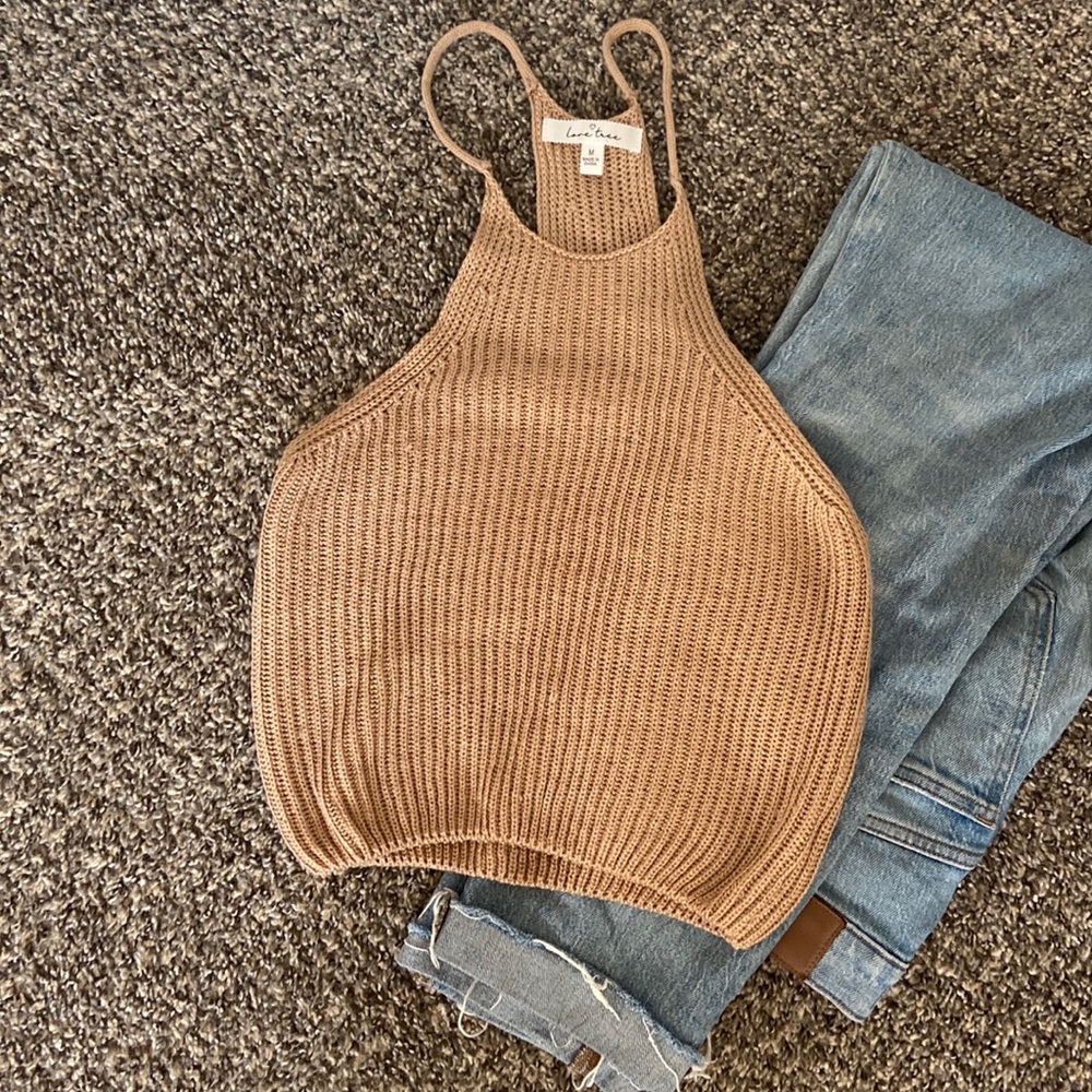 Love Tree Tan Knit Tank Top